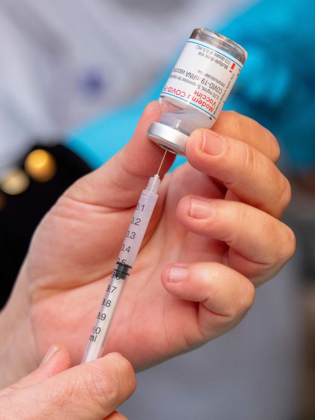 Moderna is planning to increase the number of doses in each vaccine vial to 15 from 10. Picture: AFP