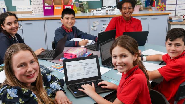 St Leo's primary school in Altona North has bucked the Victorian trend of a decline in NAPLAN results, with impressive improvements. Picture: Ian Currie