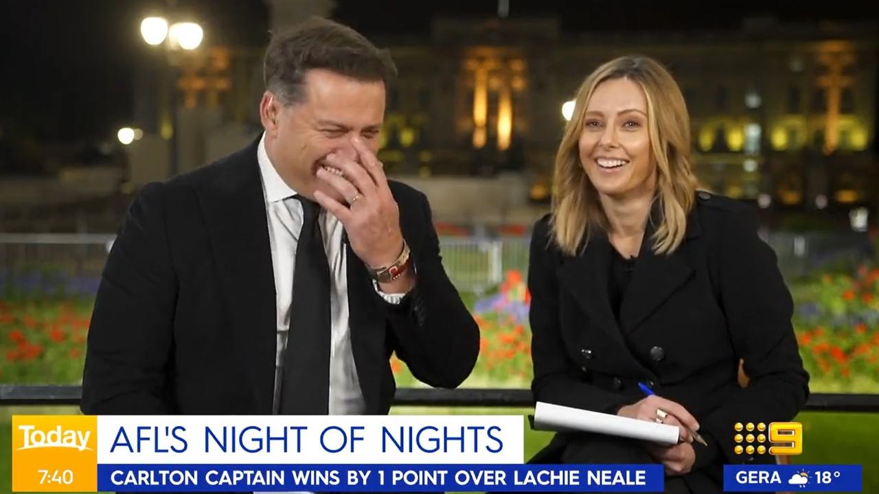 Karl Stefanovic has a laugh on the Today Show. Photo: Twitter, @TheTodayShow.