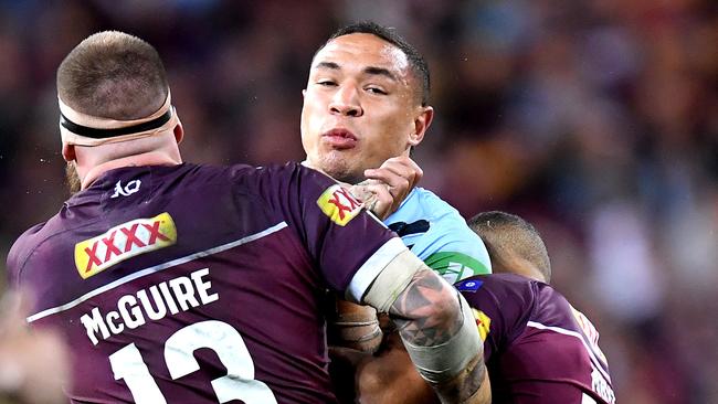 Tyson Frizell can’t break through. Picture: Bradley Kanaris/Getty Images