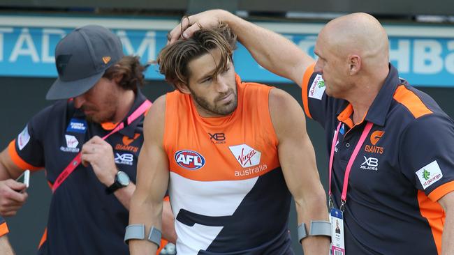 Callan Ward suffered a season-ending knee injury in round 4, 2019 in a Gary Ablett tackle. Picture: Michael Klein