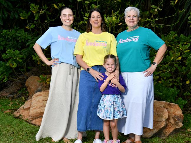 Clothing entrepreneur Danielle Barry (centre) with daughter Layla, 5, and Emily Bakss and Tina Anderson. Picture: Evan Morgan