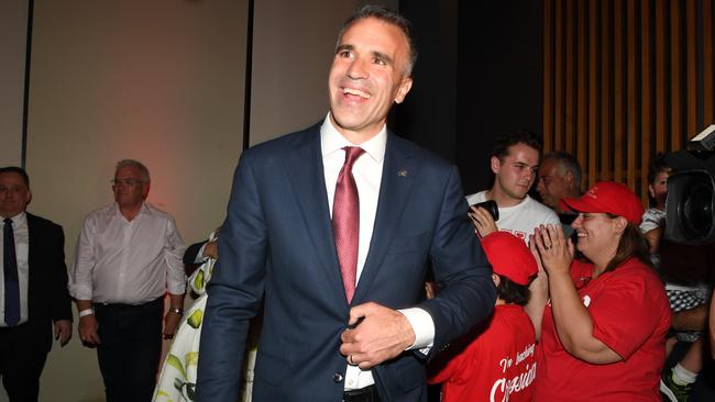 Peter Malinauskas arrives at Labor HQ after his election win. Picture: Tricia Watkinson