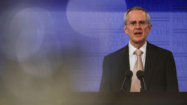 ACCC chief Rod Sims addresses the National Press Club in Canberra on Wednesday. Picture: Sean Davey.