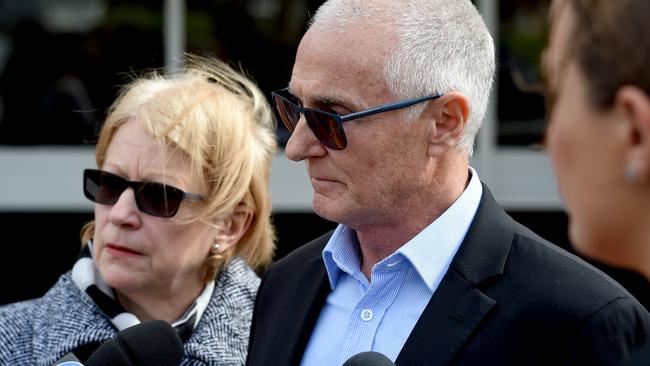 Ian and Jenny Thomas, parents of Bradley Thomas, who was killed along with wife Rebecca and teenager Jackson Tudhope in the crash. They did not attend today’s hearing. Pic: Sam Wundke