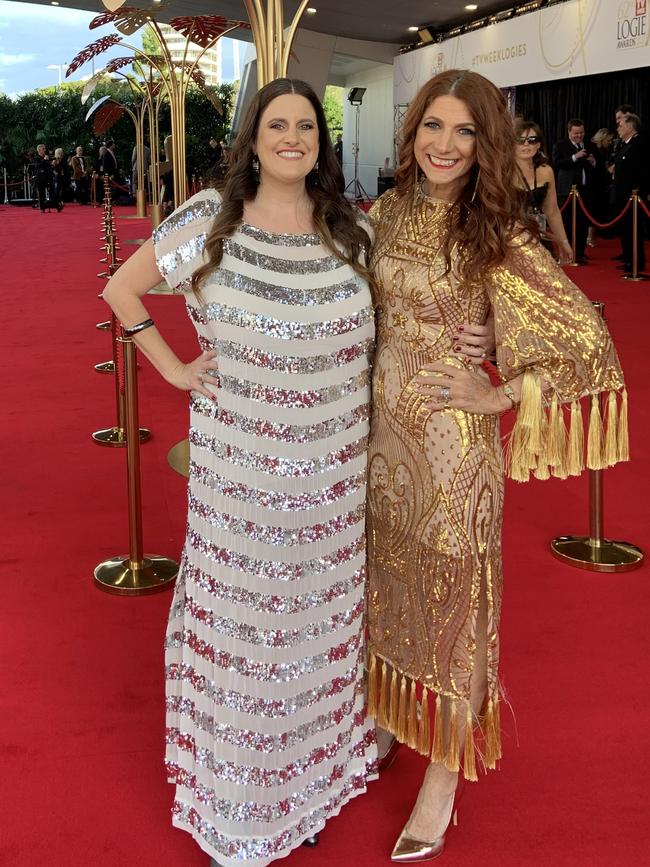 Ruth de Glas (right) and radio presenter Robin Bailey at the Logies. Picture: Supplied