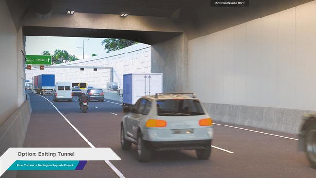 An artist impression of the tunnel exiting on to South Rd.