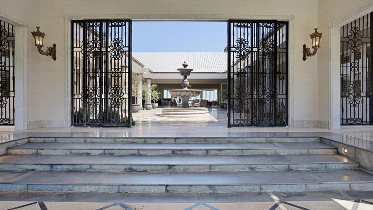 It has wrought iron gates