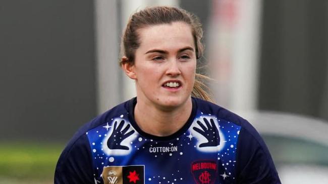 Melbourne's Irish debutant Aimee Mackin will play her first game against Hawthorn on Friday, arriving at the Dees with big wraps on her talent. Picture: Melbourne FC