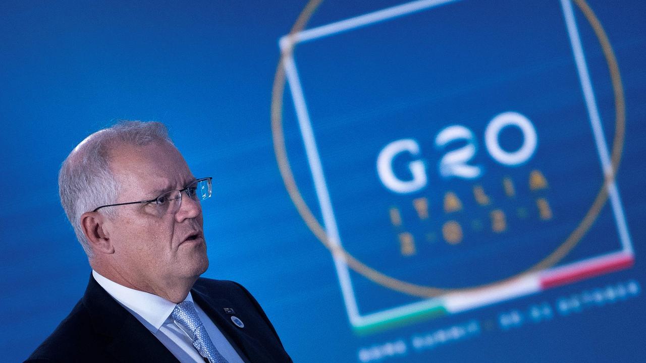 Australian Prime Minister Scott Morrison at the G20 Summit in Rome on the weekend. Picture: Brendan Smialowski / AFP