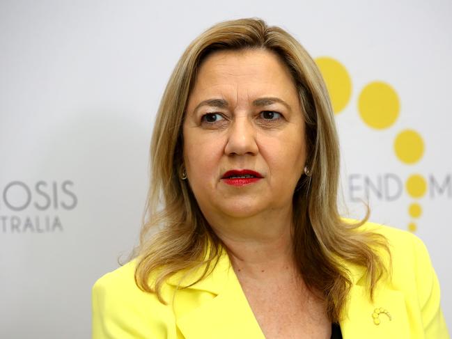 Queensland Premier Annastacia Palaszczuk pictured speaking to the media before attending the Endometriosis Australia High Tea at the Marriott Hotel.  Brisbane Saturday 24th June 2023 Picture David Clark