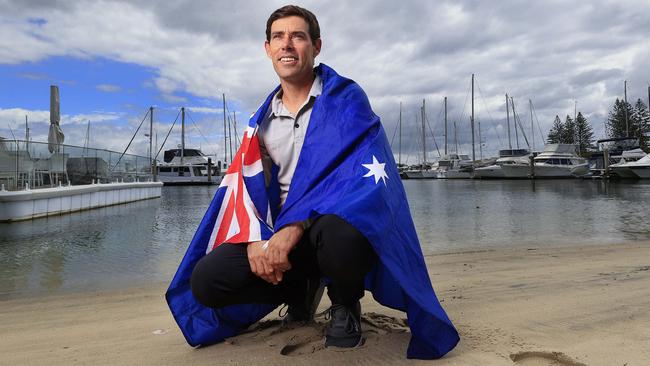 Multiple Olympic gold medallist Mat Belcher was a flag bearer for Australia at the Tokyo Olympics closing ceremony in 2021. Picture: Adam Head