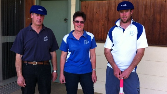 French Island Cricket Club president Rob Thompson, secretary Dianne Spark and First XI captain Matthew Spark in 2013.