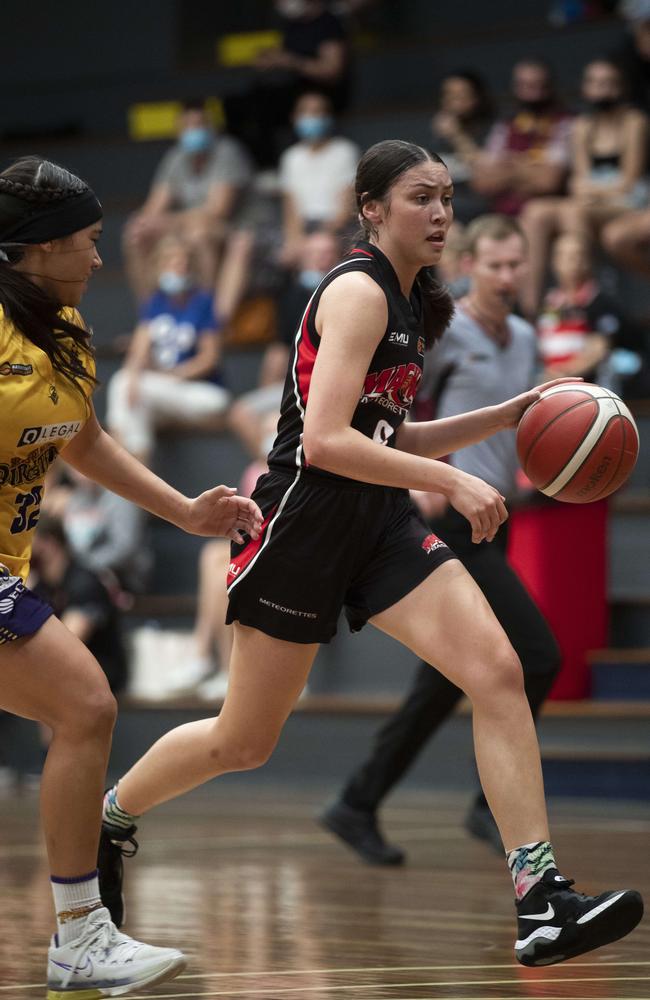 Monique Bobongie at the Under-16 girls basketball state championships last year in Auchenflower. Picture: Renae Droop.