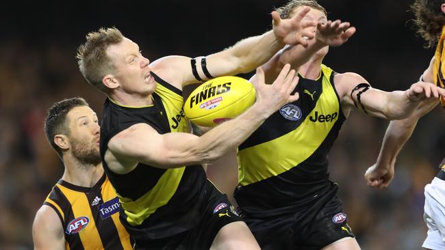 Jack Riewoldt worked hard for the Tigers. Picture: Alex Coppel