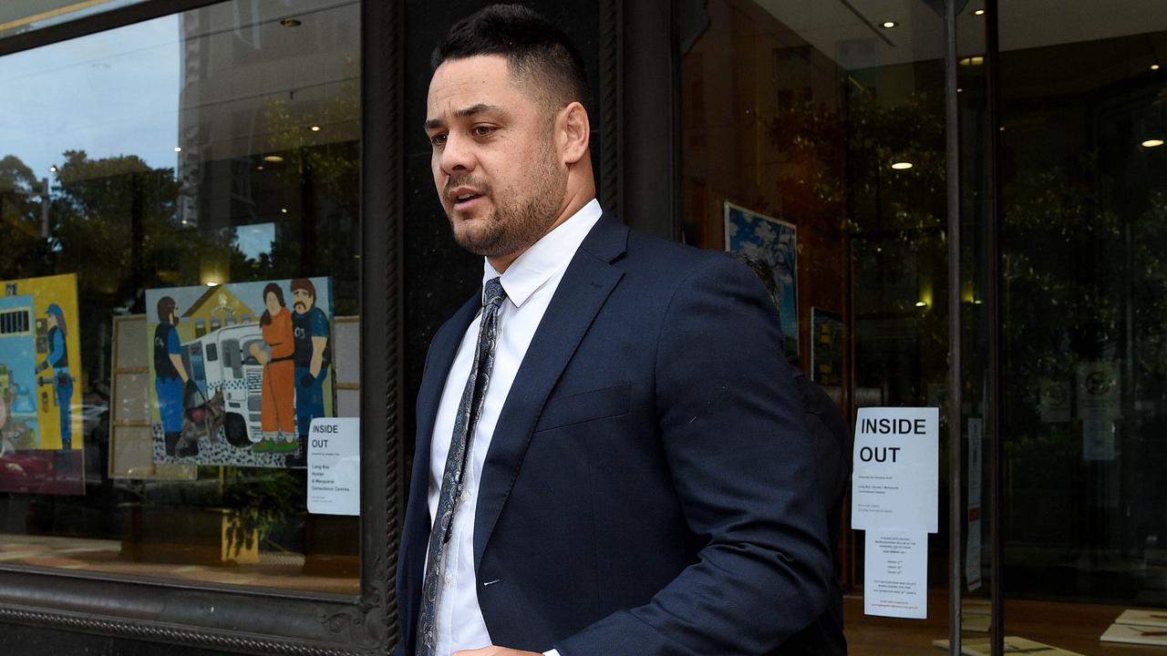 Jarryd Hayne is seen leaving the Downing Centre Courts, in Sydney. Former NRL player Jarryd Hayne's retrial over claims he raped a woman during a stopover at her house, is underway in Sydney. Picture: NCA NewsWire/Bianca De Marchi
