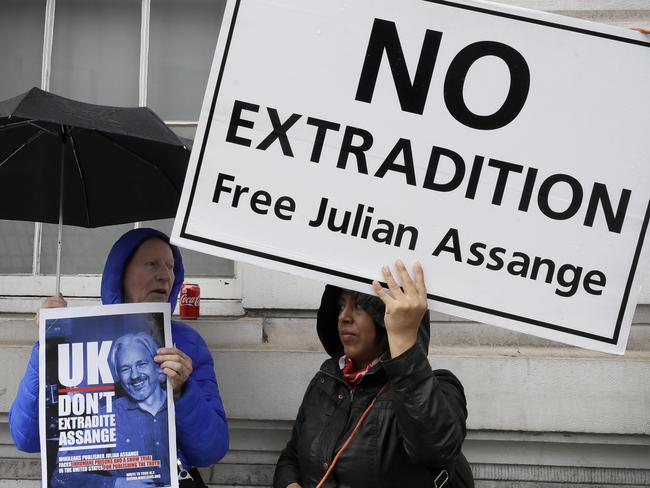 Julian Assange is awaiting extradition to the United States on charges of conspiring to hack into a Pentagon computer. Picture: AP Photo