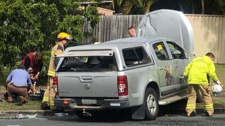 Emergency services on scene at Helensvale Rd in Helensvale on Wednesday. Picture: Dean Shelton