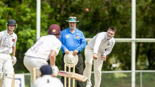 Brock Ley bowling at Salk Oval. Picture Troy Jegers