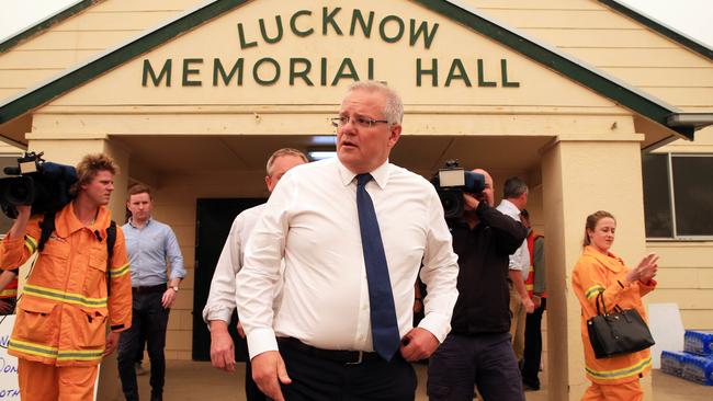 Morrison at the donations centre in Lucknow on the outskirts of Bairnsdale. Picture: Aaron Francis