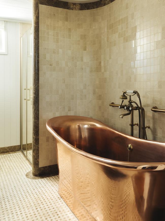 Copper tub in the master suite.