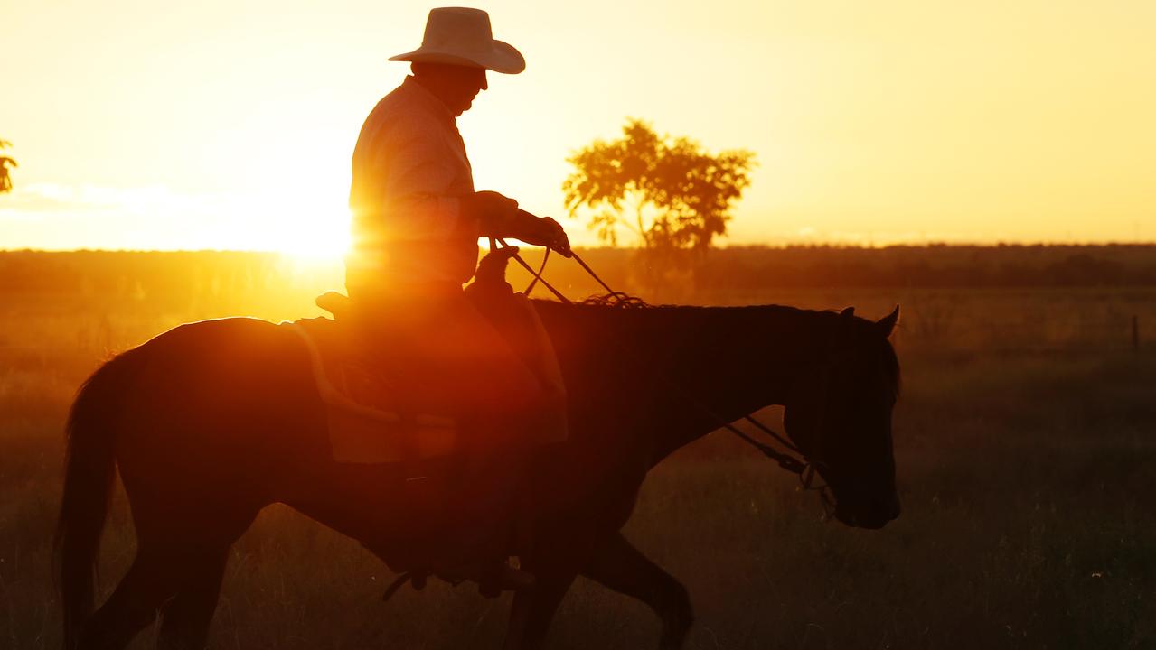 Richmond Mayor John Wharton rides his horse at sunset. Picture: Lachie Millard.