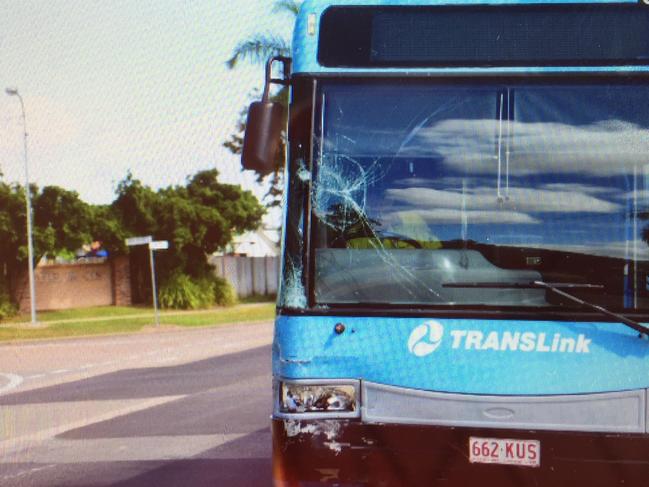 Damage to the bus after a crash at Condon.