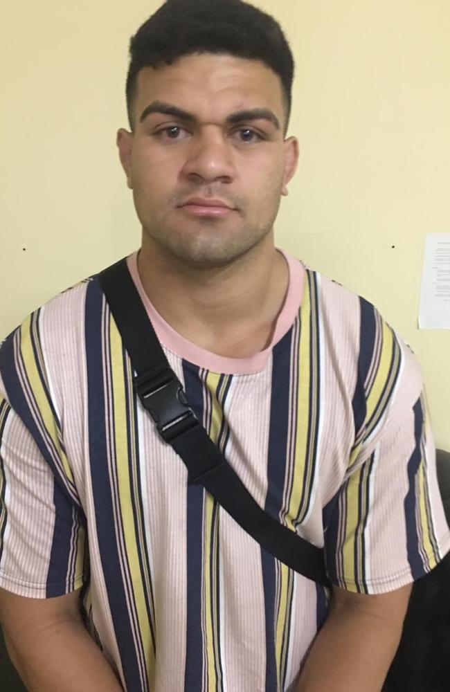 David Fifita in police custody in Bali at Kuta Police Station. Picture: Supplied