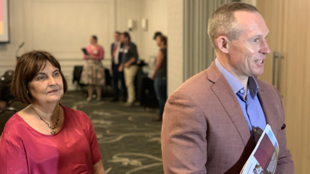 Mackay MP Julieanne Gilbert and Energy Minister Mick de Brenni in Mackay on October 19. Picture: Duncan Evans