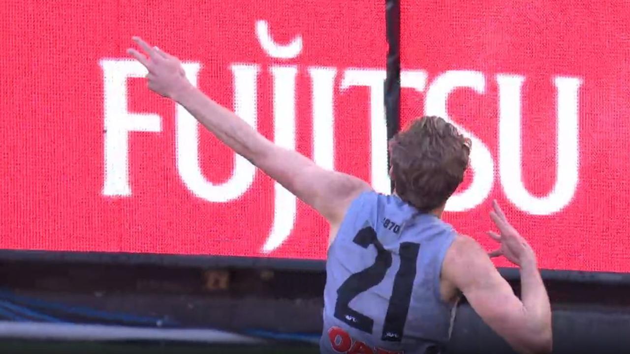 Port Adelaide's Xavier Duursma brings out the bow and arrow against Richmond.