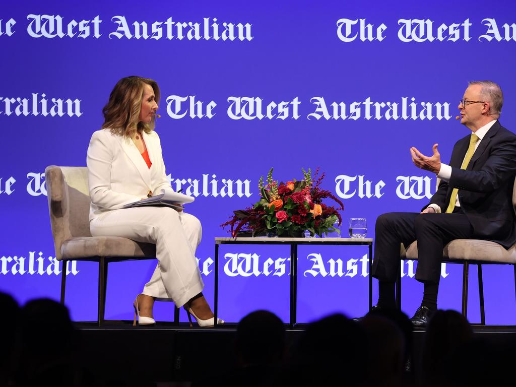 Anthony Albanese was quizzed by The West Australian newspaper’s political editor Lanai Scarr on Tuesday. Picture: Sam Ruttyn