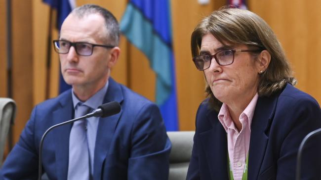 CANBERRA, AUSTRALIA, NewsWire Photos. FEBRUARY 15, 2024: Governor of the Reserve Bank of Australia, Michele Bullock and Christopher Kent - Assistant Governor (Financial Markets) appear before the Economics, Senate estimates at Parliament House in Canberra. Picture: NCA NewsWire / Martin Ollman