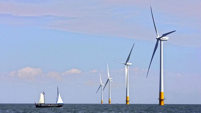 A wind farm off the coast of Whitstable, on the Kent coast, in south-east England. Picture: AFP