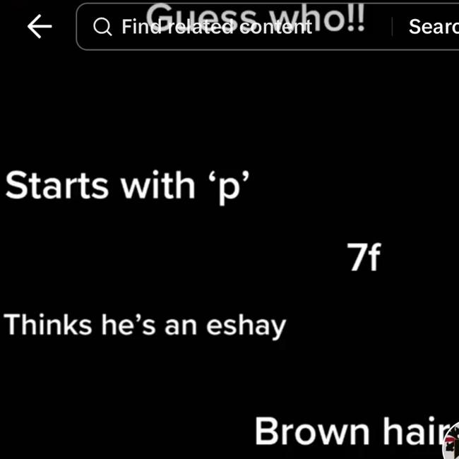 One ‘guess who’ account describes a person as an “eshay.” Picture: TikTok
