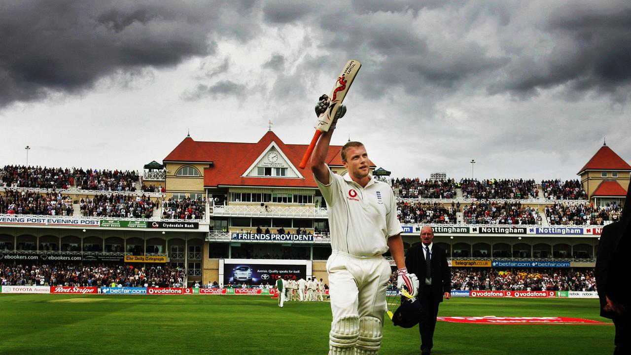 ‘Super, Super Fred, Super Freddie Flintoff!.’ I can still hear that chant that went around England the whole summer of 2005. What a series it was and Andrew Flintoff was incredible with both bat and ball. Here he leaves the field after a century at Trent Bridge. Picture: Phil Hillyard