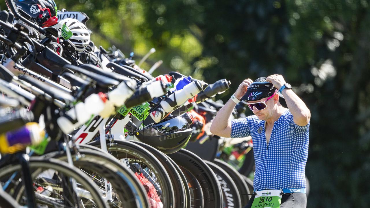 Cairns Iron Man - Andrew Day from Narangba (2810) the bike transition . Picture: Brian Cassey