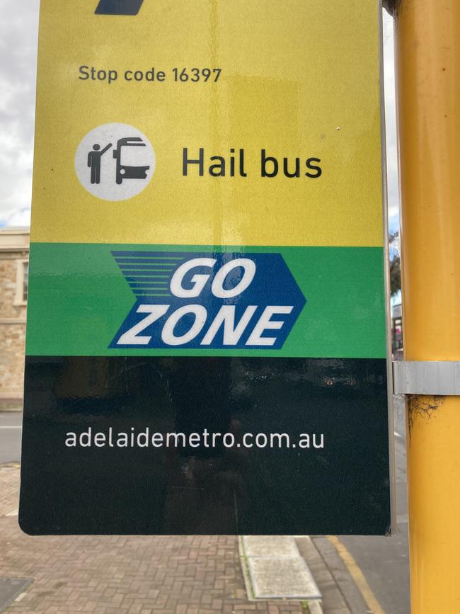 The "hail bus" sign which has been deemed inappropriate by the Jewish community.