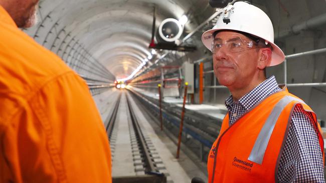 Queensland Deputy Premier Cameron Dick during an underground visit to the Cross River Rail project in Brisbane. Picture: NCA NewsWire/Tertius Pickard