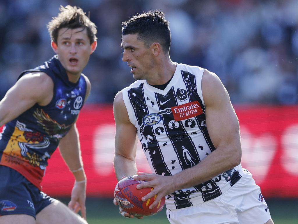 Scott Pendlebury could break the all-time AFL games record if he continues in 2025. Picture: Michael Klein