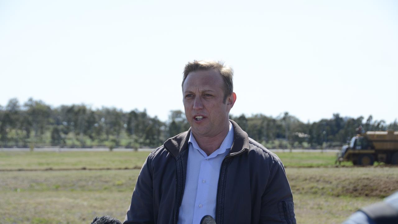 Queensland Deputy Premier Steven Miles at the site of a quarantine hub that will be built at Wellcamp Airport in Toowoomba.