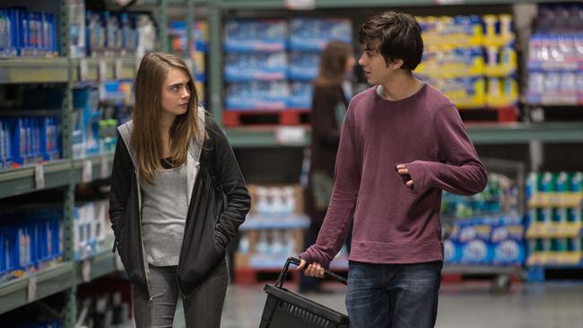 Things get interesting ... Cara Delevingne and Nat Wolff in Paper Towns.