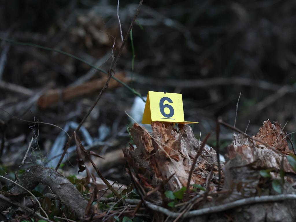 An evidence marker in the Good Night Scrub National Park. Picture: Adam Head
