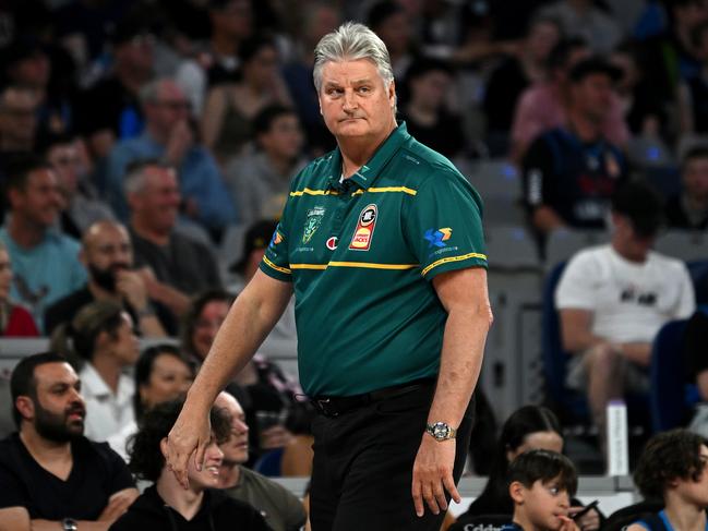 MELBOURNE, AUSTRALIA - NOVEMBER 26: Scott Roth, head coach of the JackJumpers looks on during the round 8 NBL match between Melbourne United and Tasmania Jackjumpers at John Cain Arena, on November 26, 2022, in Melbourne, Australia. (Photo by Morgan Hancock/Getty Images)