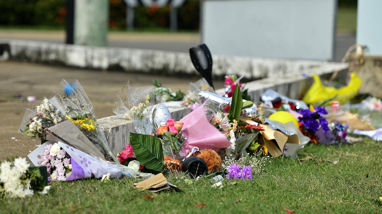 A roadside memorial for four teenagers who died in a car accident last week has suffered extensive damage overnight. PICTURE: MATT TAYLOR.