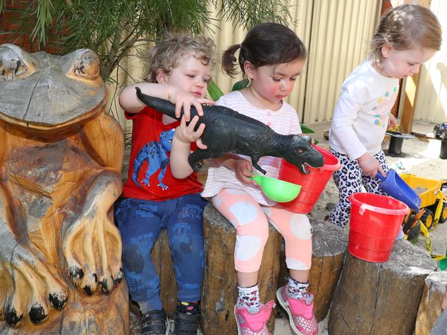 Tulip Street Early Learning Centre has been rated among the top childcare centres in Bayside. Pic of Harvey, Mila and Payton. Wednesday, September 2, 2019. Picture: David Crosling