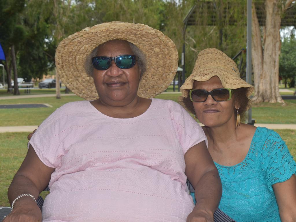 Nesta Thomas and Bernetta Yow Yeh at the Mackay & District South Sea islander Association's Australia Day Celebrations in Quota Park on January 26, 2022. Picture: Lillian Watkins
