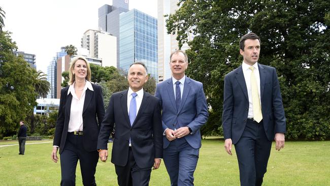 The Liberal leadership team of L-R Georgie Crozier, John Pesutto, David Southwick and Matt Bach. Picture: NCA NewsWire / Andrew Henshaw