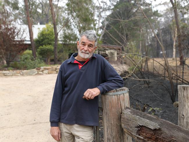 Colin Ripper outside his home in Balmoral. He stayed on Saturday and defended his property and managed to save his house. Picture Rohan Kelly