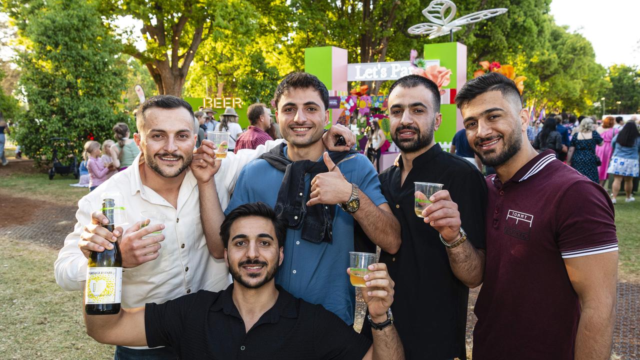 Amar Rashkany (front) with (back, from left) Siwan Ali, Majdal Jiji, Ataalla Ali and Hamad Ali at Toowoomba Carnival of Flowers Festival of Food and Wine, Saturday, September 14, 2024. Picture: Kevin Farmer