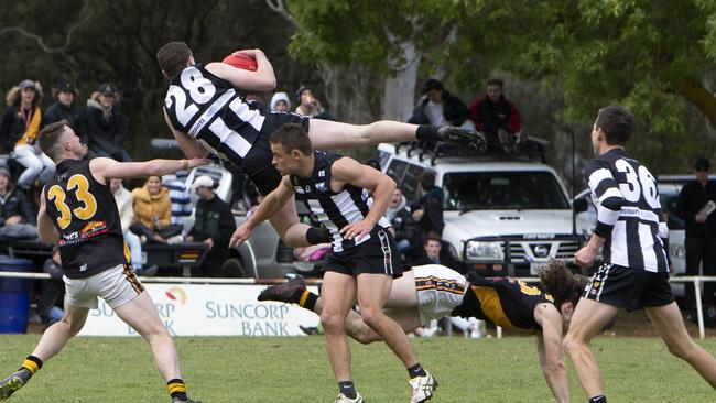 Action from the HFL grand final last year. The league has announced the finals series will go ahead as planned. Picture: Emma Brasier